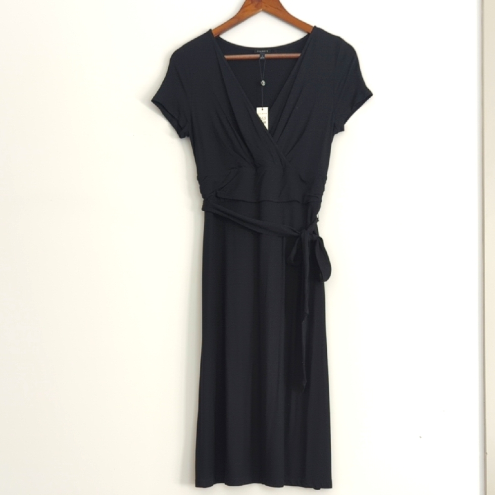 NWT Talbots Black Jersey Dress With‎ Belt Size Small